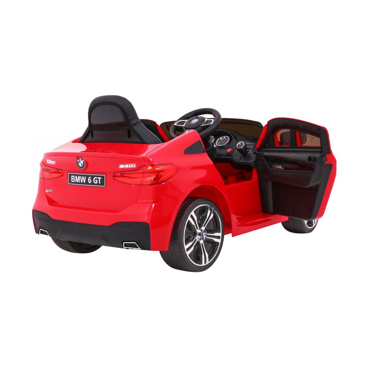 Bateriově napájené auto BMW 6 GT červené + dálkové ovládání + pomalý start + EVA + bezpečnostní pásy + MP3 LED
