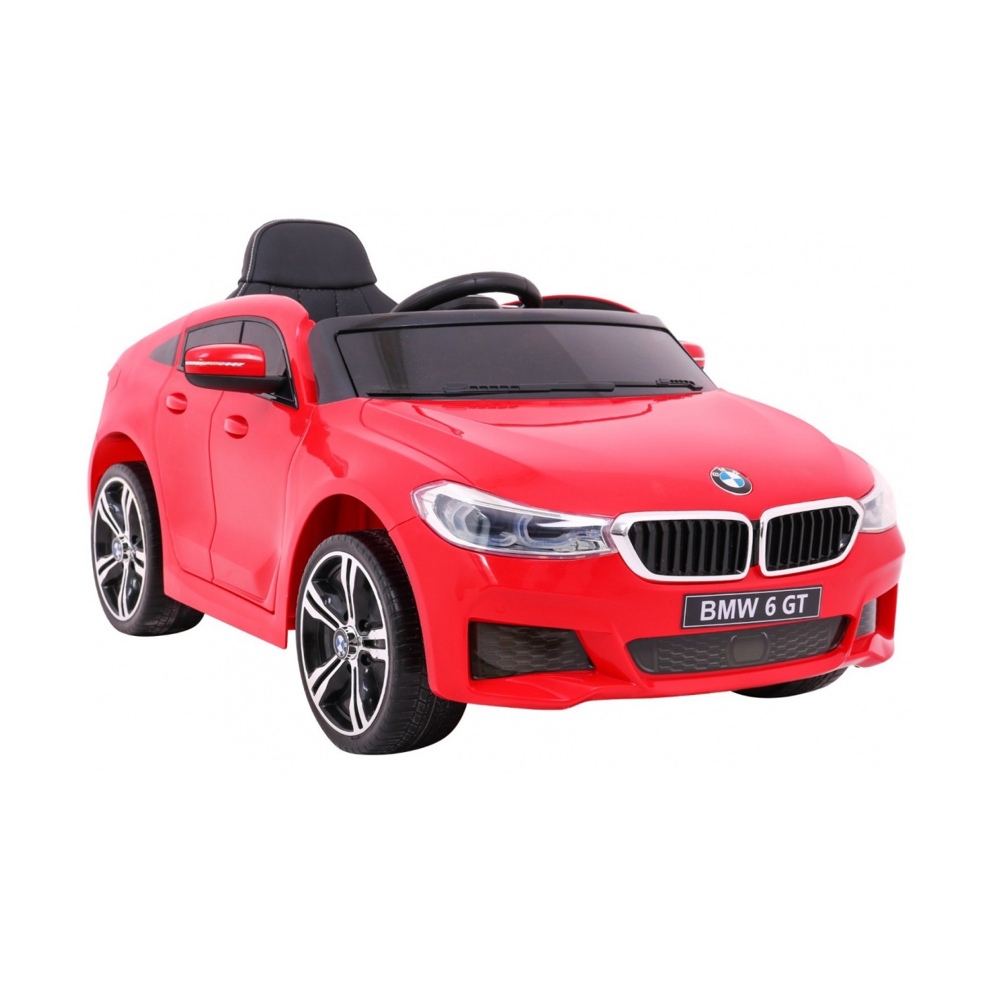 Bateriově napájené auto BMW 6 GT červené + dálkové ovládání + pomalý start + EVA + bezpečnostní pásy + MP3 LED
