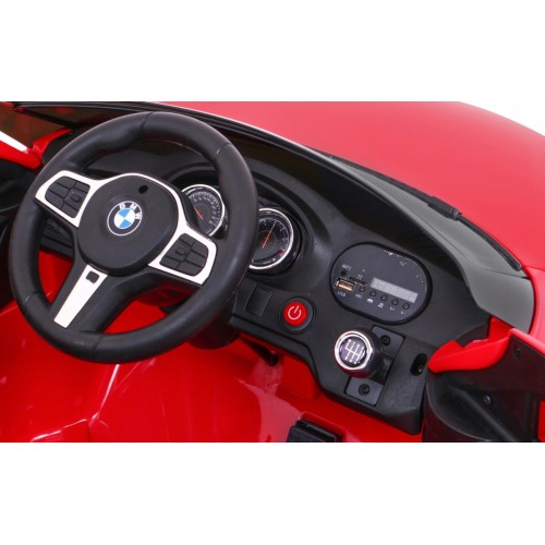 Bateriově napájené auto BMW 6 GT červené + dálkové ovládání + pomalý start + EVA + bezpečnostní pásy + MP3 LED