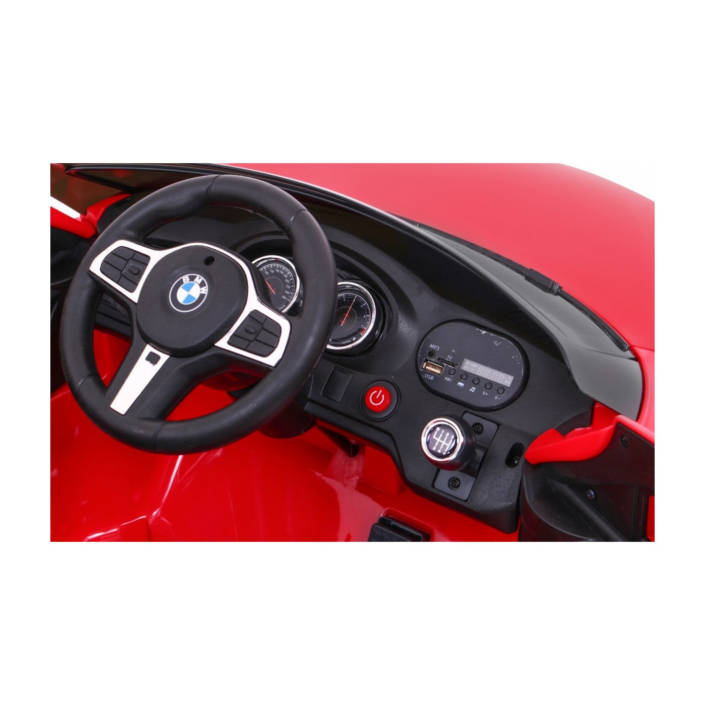 Bateriově napájené auto BMW 6 GT červené + dálkové ovládání + pomalý start + EVA + bezpečnostní pásy + MP3 LED