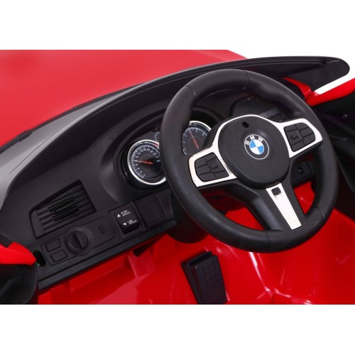 Bateriově napájené auto BMW 6 GT červené + dálkové ovládání + pomalý start + EVA + bezpečnostní pásy + MP3 LED
