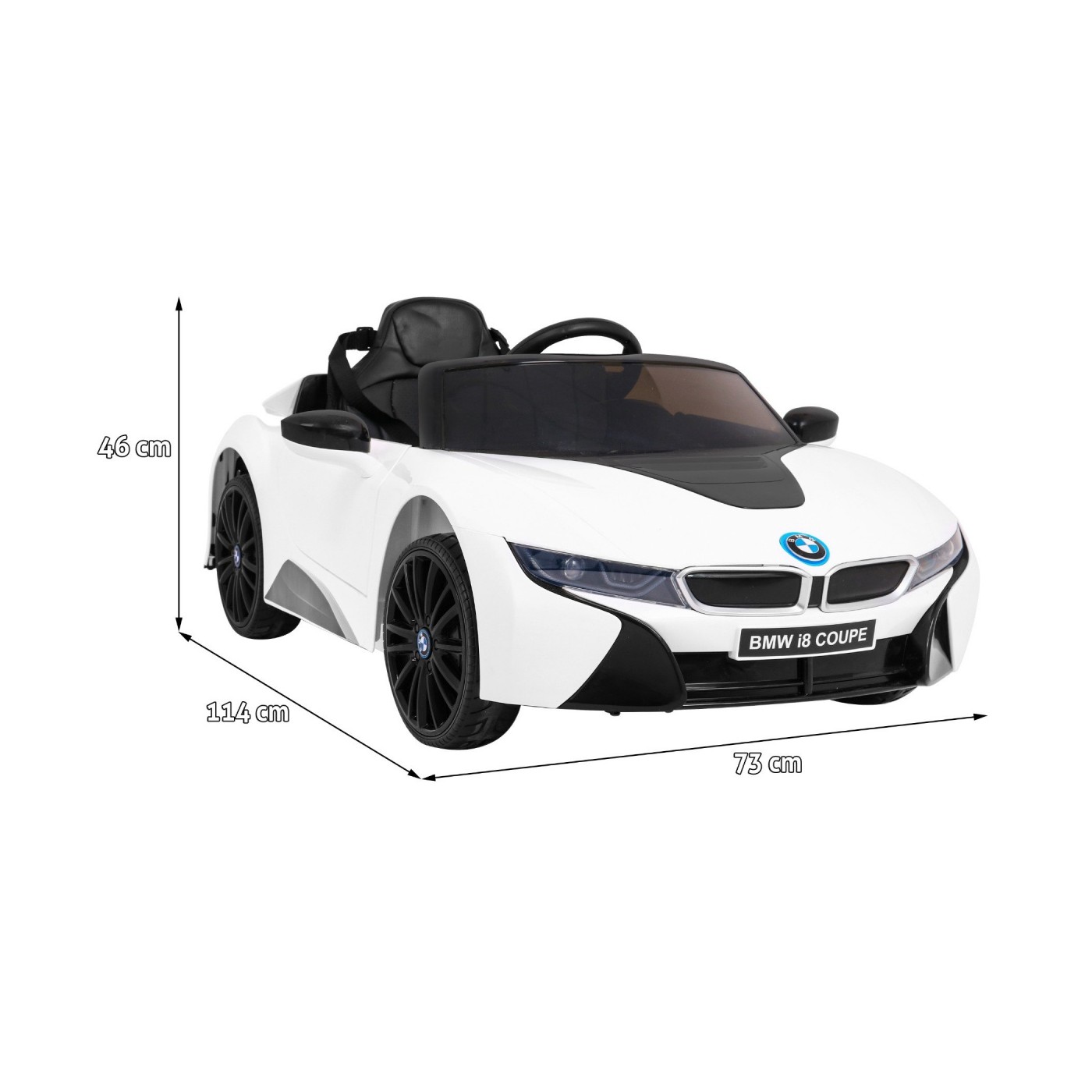 BMW I8 Lift Auto Baterie ovládaná bílou + Dálkové ovládání + Pomalý start + 3-bodové pásy + MP3 USB + LED