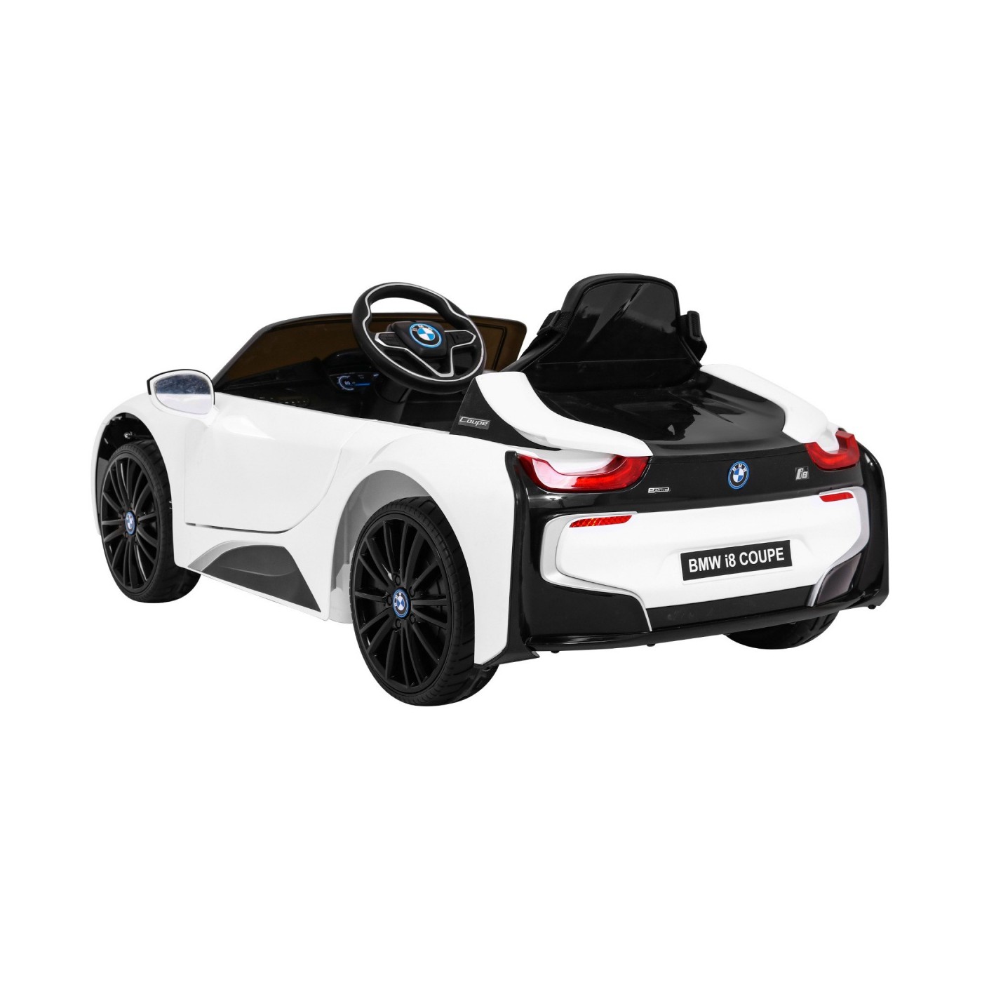 BMW I8 Lift Auto Baterie ovládaná bílou + Dálkové ovládání + Pomalý start + 3-bodové pásy + MP3 USB + LED