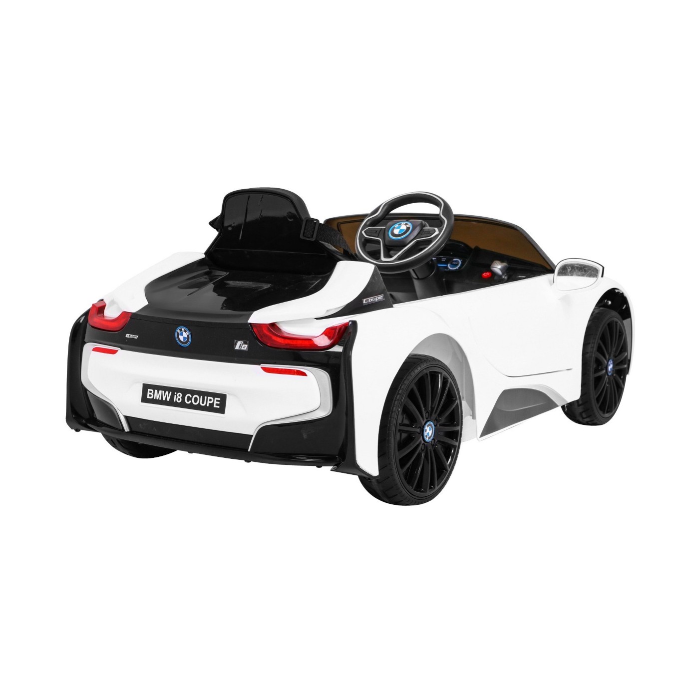 BMW I8 Lift Auto Baterie ovládaná bílou + Dálkové ovládání + Pomalý start + 3-bodové pásy + MP3 USB + LED