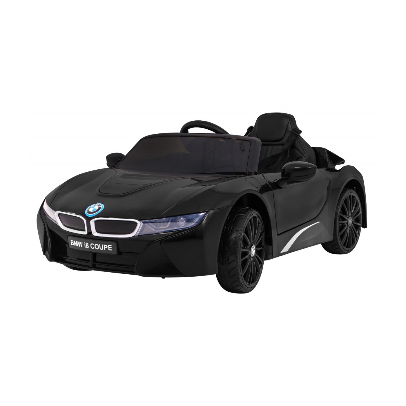 BMW I8 Lift Auto Baterie Černý + Dálkové Ovládání + Pomalý Start + 3 bodové pruhy + MP3 USB + LED