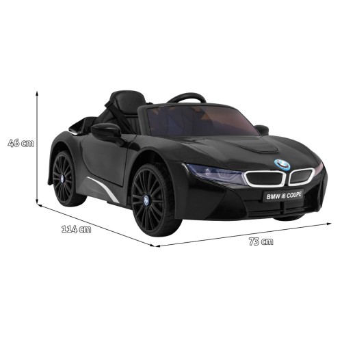 BMW I8 Lift Auto Baterie Černý + Dálkové Ovládání + Pomalý Start + 3 bodové pruhy + MP3 USB + LED