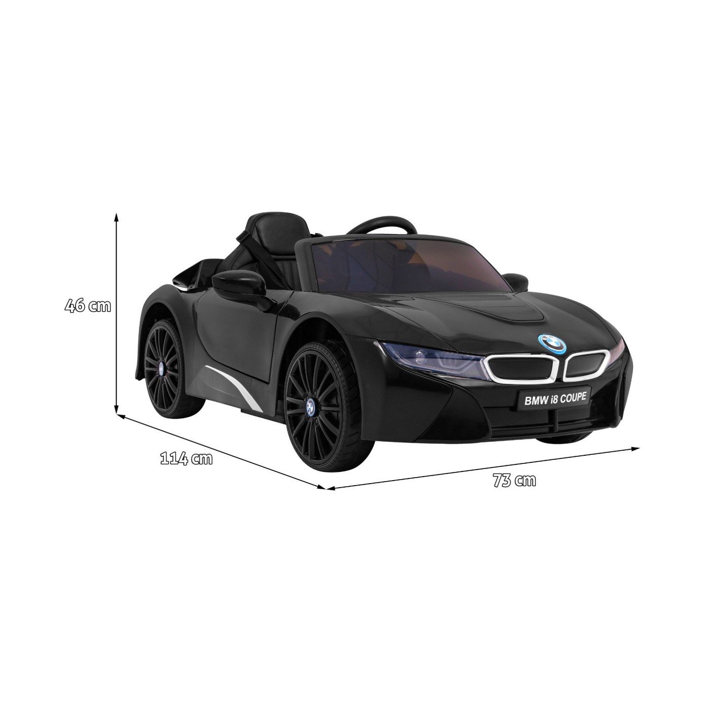 BMW I8 Lift Auto Baterie Černý + Dálkové Ovládání + Pomalý Start + 3 bodové pruhy + MP3 USB + LED