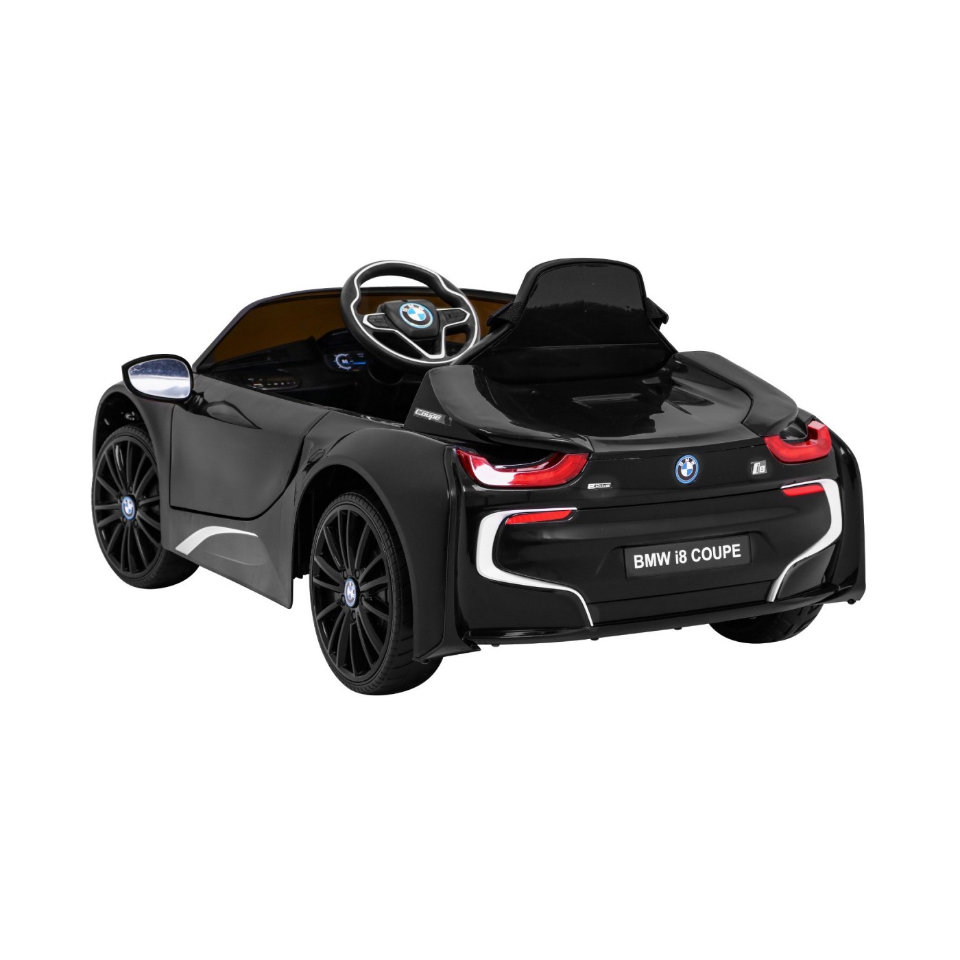 BMW I8 Lift Auto Baterie Černý + Dálkové Ovládání + Pomalý Start + 3 bodové pruhy + MP3 USB + LED