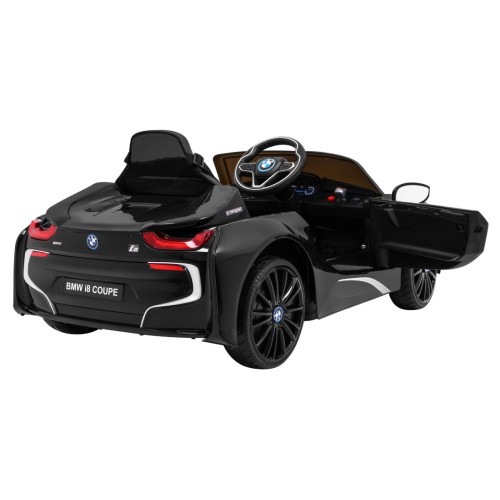 BMW I8 Lift Auto Baterie Černý + Dálkové Ovládání + Pomalý Start + 3 bodové pruhy + MP3 USB + LED