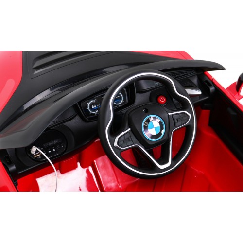 BMW I8 Lift Auto Baterie ovládaná červeně + Dálkové ovládání + Pomalý start + 3 bodové pruhy + MP3 USB + LED