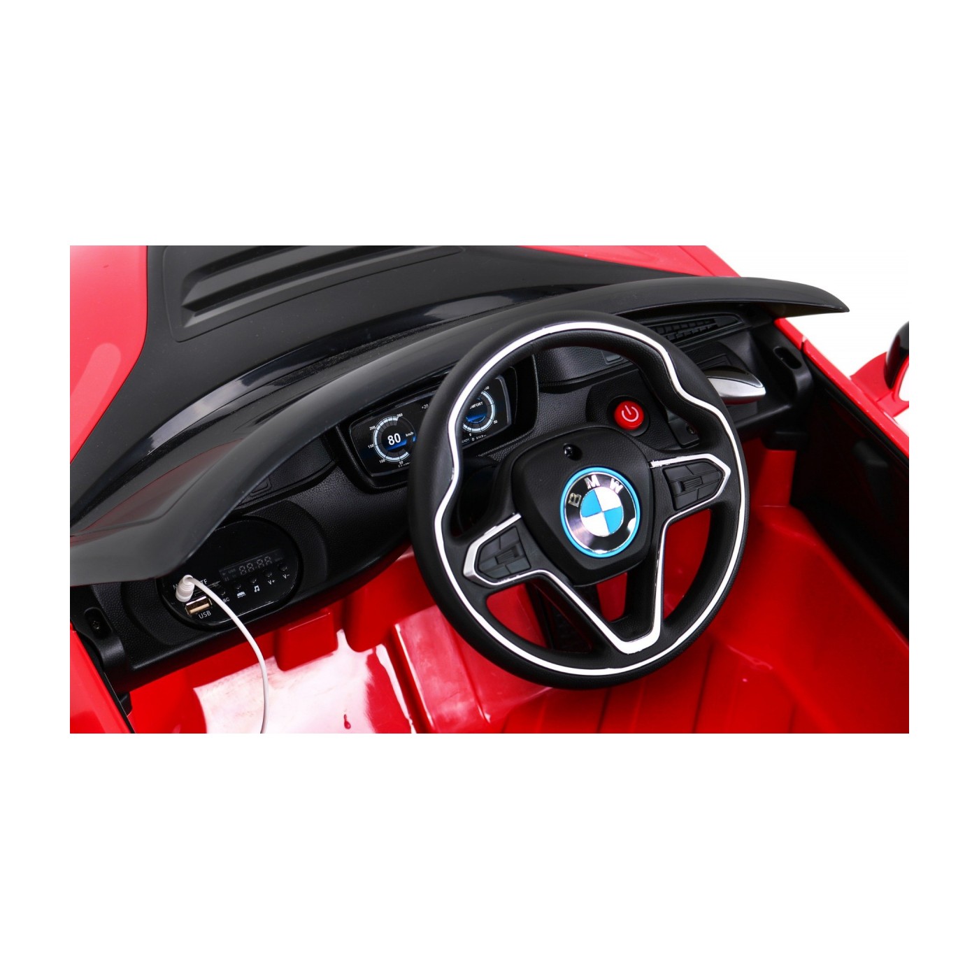 BMW I8 Lift Auto Baterie ovládaná červeně + Dálkové ovládání + Pomalý start + 3 bodové pruhy + MP3 USB + LED