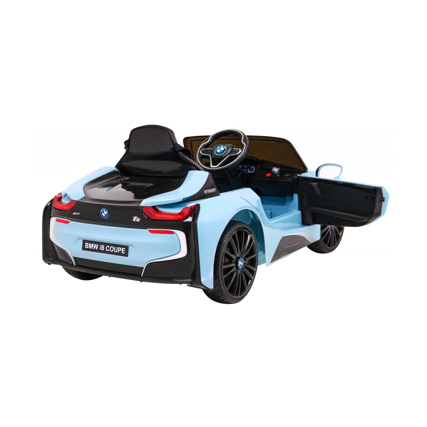 BMW I8 Lift Auto Baterie ovládaná modře + Dálkové ovládání + Pomalý start + 3 bodové pruhy + MP3 USB + LED
