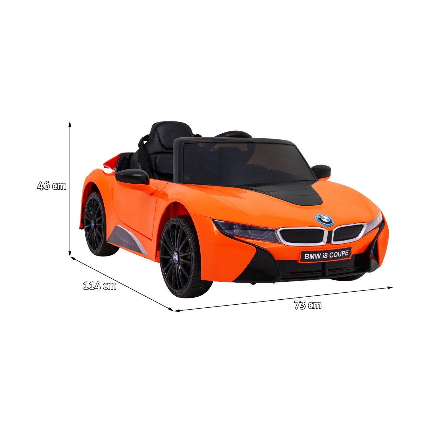 BMW I8 Lift Auto Baterie ovládaná oranžově + Dálkové ovládání + Pomalý start + 3 bodové pruhy + MP3 USB + LED