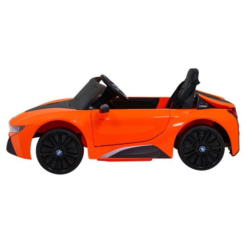 BMW I8 Lift Auto Baterie ovládaná oranžově + Dálkové ovládání + Pomalý start + 3 bodové pruhy + MP3 USB + LED
