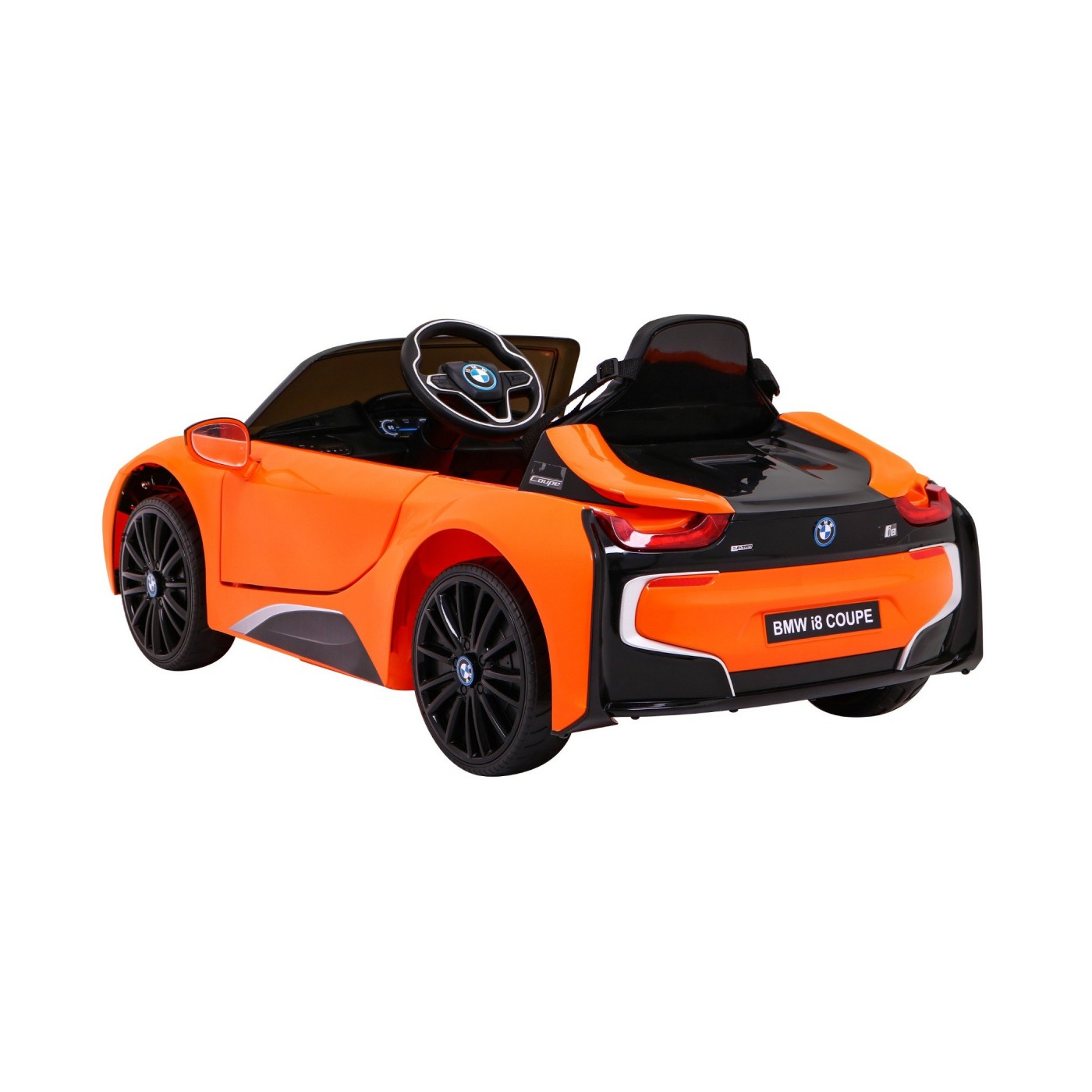 BMW I8 Lift Auto Baterie ovládaná oranžově + Dálkové ovládání + Pomalý start + 3 bodové pruhy + MP3 USB + LED
