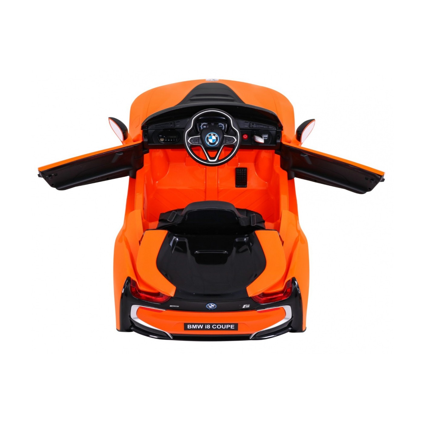 BMW I8 Lift Auto Baterie ovládaná oranžově + Dálkové ovládání + Pomalý start + 3 bodové pruhy + MP3 USB + LED