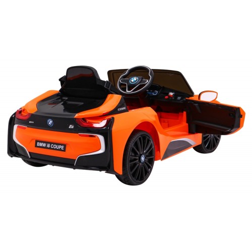 BMW I8 Lift Auto Baterie ovládaná oranžově + Dálkové ovládání + Pomalý start + 3 bodové pruhy + MP3 USB + LED