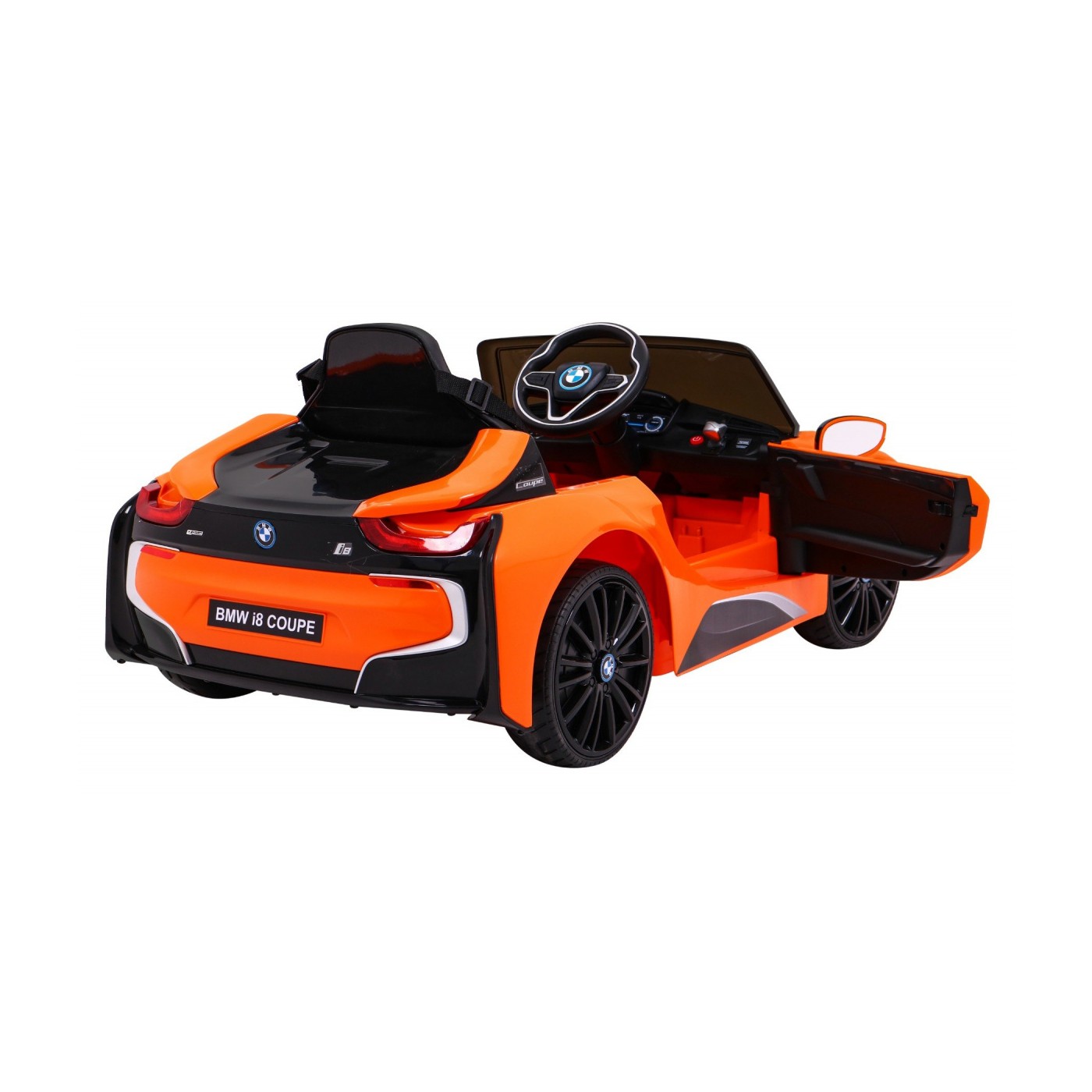 BMW I8 Lift Auto Baterie ovládaná oranžově + Dálkové ovládání + Pomalý start + 3 bodové pruhy + MP3 USB + LED