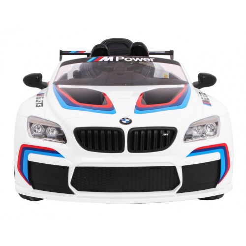 BMW M6 GT3 Dětská baterie do auta Bílá odvzdušňovací zvuk MP3 světla Dálkové ovládání