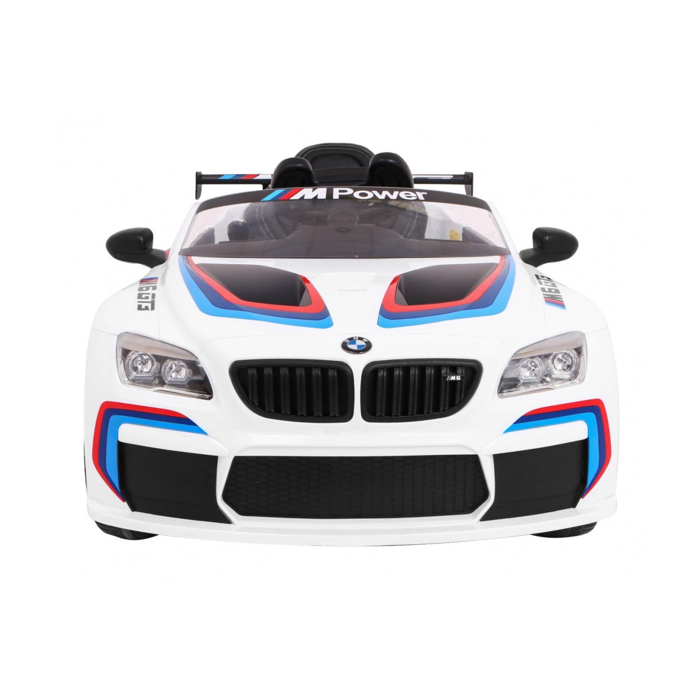 BMW M6 GT3 Dětská baterie do auta Bílá odvzdušňovací zvuk MP3 světla Dálkové ovládání