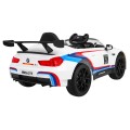 BMW M6 GT3 Dětská baterie do auta Bílá odvzdušňovací zvuk MP3 světla Dálkové ovládání