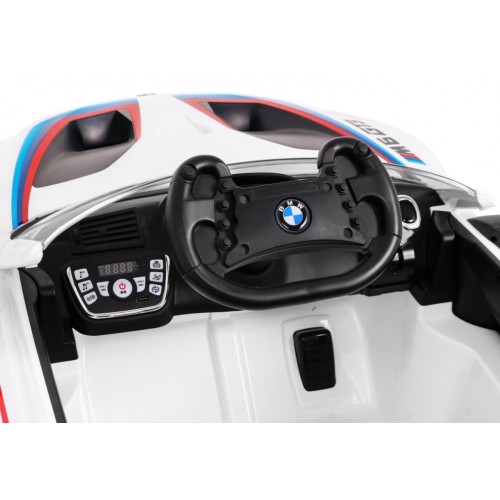 BMW M6 GT3 Dětská baterie do auta Bílá odvzdušňovací zvuk MP3 světla Dálkové ovládání