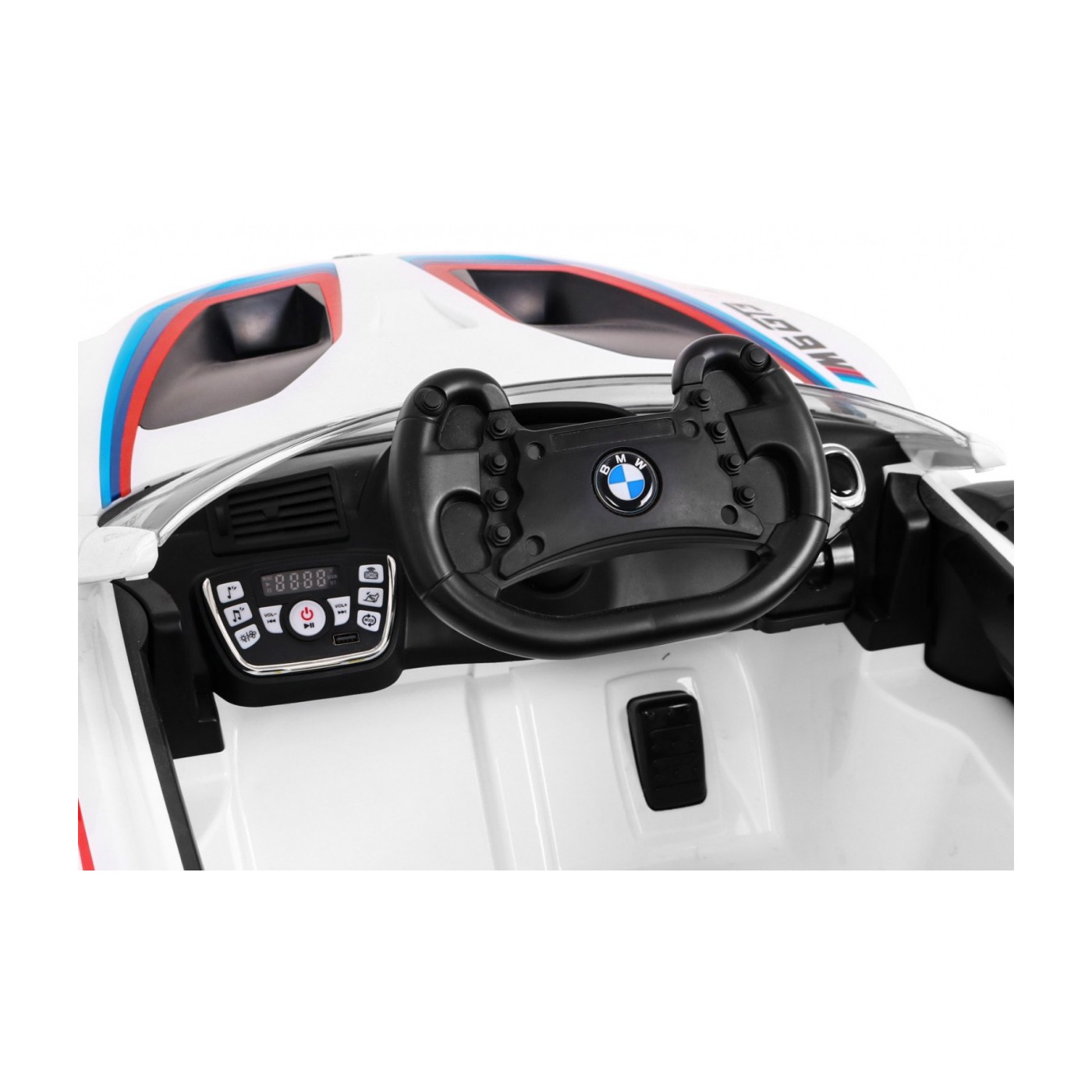 BMW M6 GT3 Dětská baterie do auta Bílá odvzdušňovací zvuk MP3 světla Dálkové ovládání