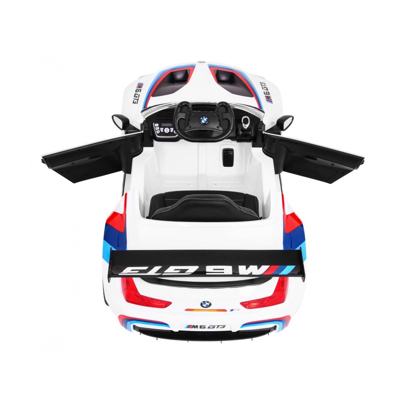 BMW M6 GT3 Dětská baterie do auta Bílá odvzdušňovací zvuk MP3 světla Dálkové ovládání