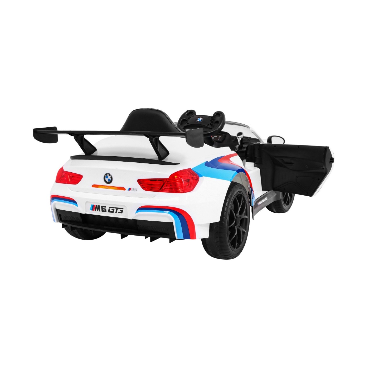 BMW M6 GT3 Dětská baterie do auta Bílá odvzdušňovací zvuk MP3 světla Dálkové ovládání