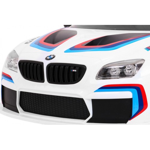 BMW M6 GT3 Dětská baterie do auta Bílá odvzdušňovací zvuk MP3 světla Dálkové ovládání