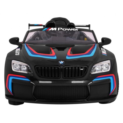 BMW M6 GT3 Dětská baterie do auta černá + přívod vzduchu + MP3 zvuková světla + dálkové ovládání