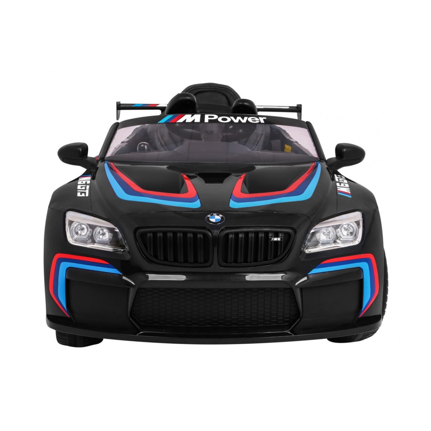 BMW M6 GT3 Dětská baterie do auta černá + přívod vzduchu + MP3 zvuková světla + dálkové ovládání