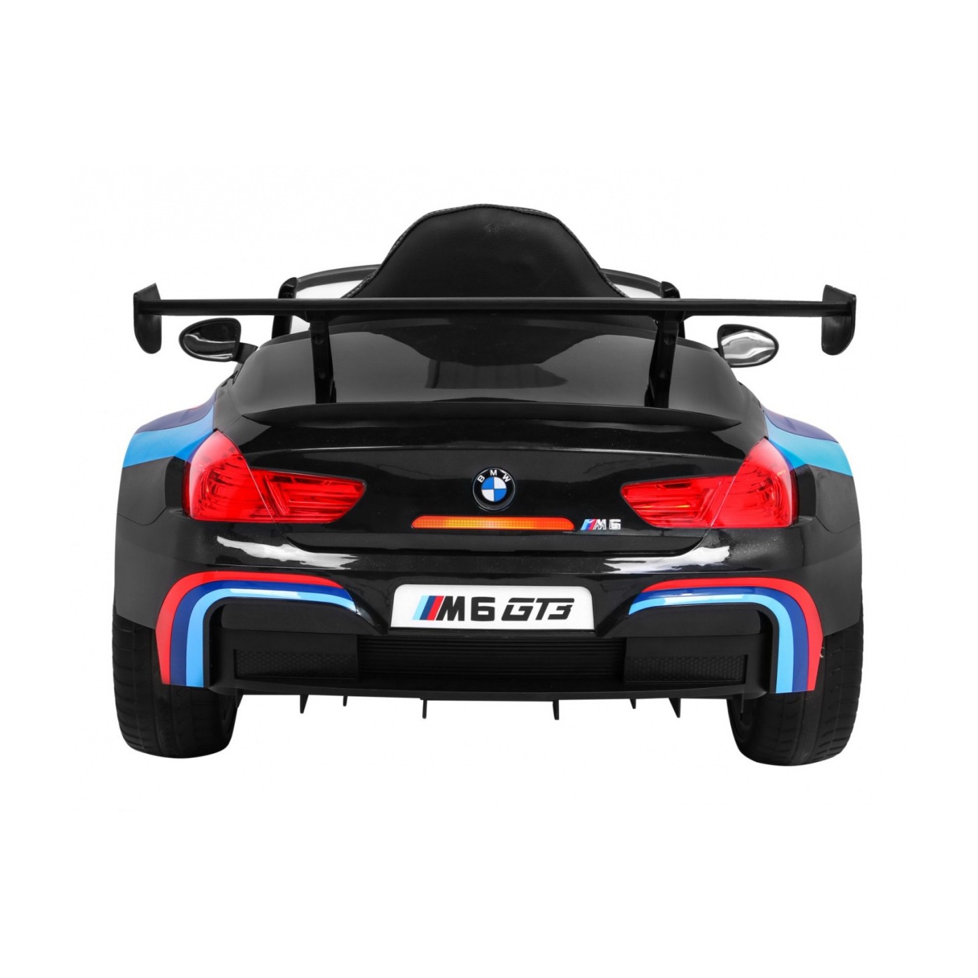 BMW M6 GT3 Dětská baterie do auta černá + přívod vzduchu + MP3 zvuková světla + dálkové ovládání