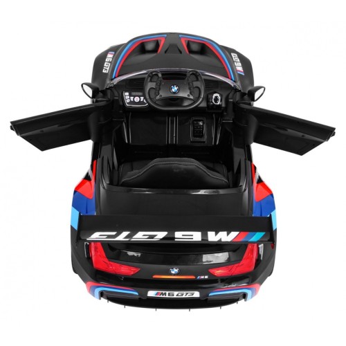 BMW M6 GT3 Dětská baterie do auta černá + přívod vzduchu + MP3 zvuková světla + dálkové ovládání