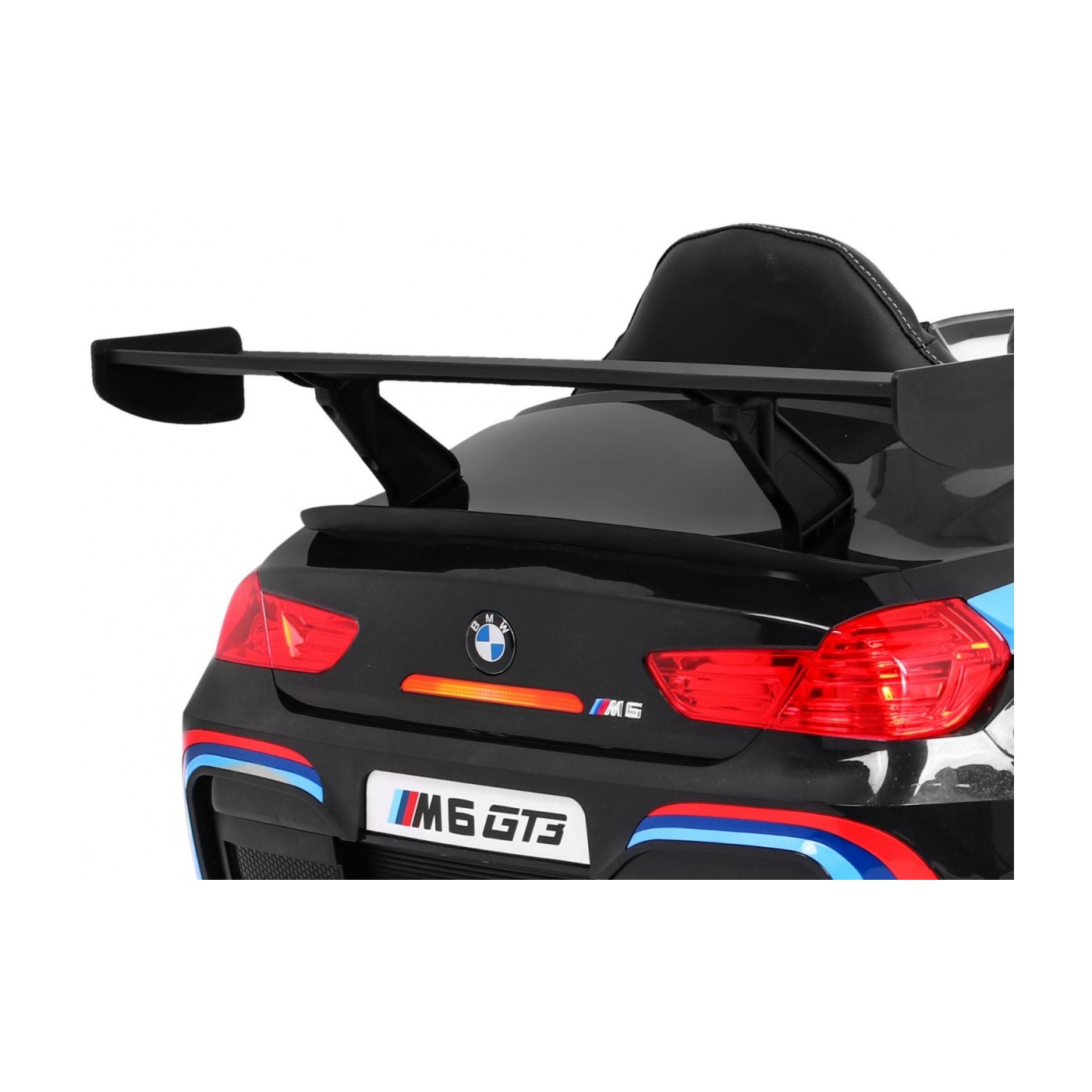 BMW M6 GT3 Dětská baterie do auta černá + přívod vzduchu + MP3 zvuková světla + dálkové ovládání