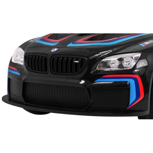BMW M6 GT3 Dětská baterie do auta černá + přívod vzduchu + MP3 zvuková světla + dálkové ovládání