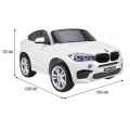 BMW X6M XXL pro 2 děti bílá + dálkové ovládání + eko kůže + pásy + pomalý start + MP3 USB + LED