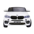 BMW X6M XXL pro 2 děti bílá + dálkové ovládání + eko kůže + pásy + pomalý start + MP3 USB + LED