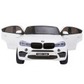 BMW X6M XXL pro 2 děti bílá + dálkové ovládání + eko kůže + pásy + pomalý start + MP3 USB + LED