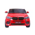 BMW X6M XXL pro 2 děti červená + dálkové ovládání + eko kůže + pásy + pomalý start + MP3 USB + LED