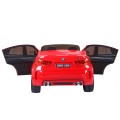 BMW X6M XXL pro 2 děti červená + dálkové ovládání + eko kůže + pásy + pomalý start + MP3 USB + LED