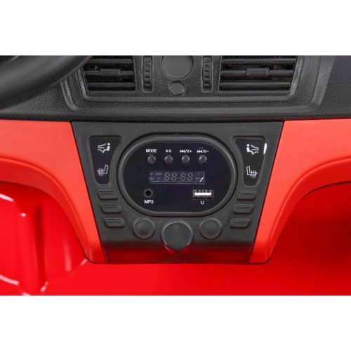 BMW X6M XXL pro 2 děti červená + dálkové ovládání + eko kůže + pásy + pomalý start + MP3 USB + LED