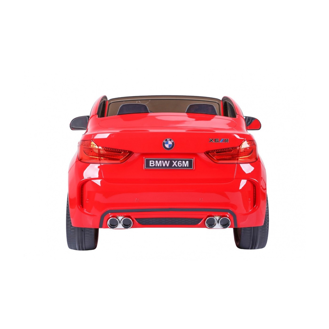BMW X6M XXL pro 2 děti červená + dálkové ovládání + eko kůže + pásy + pomalý start + MP3 USB + LED