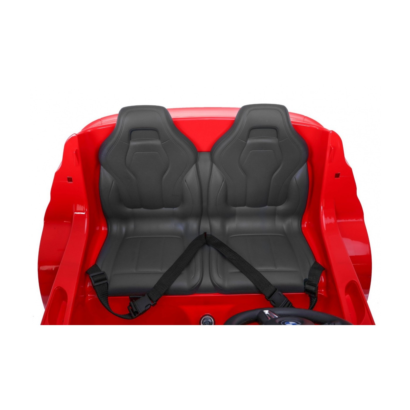 BMW X6M XXL pro 2 děti červená + dálkové ovládání + eko kůže + pásy + pomalý start + MP3 USB + LED