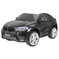 BMW X6M XXL pro 2 děti barva černá dálkové ovládání pásy pomalý start MP3 LED