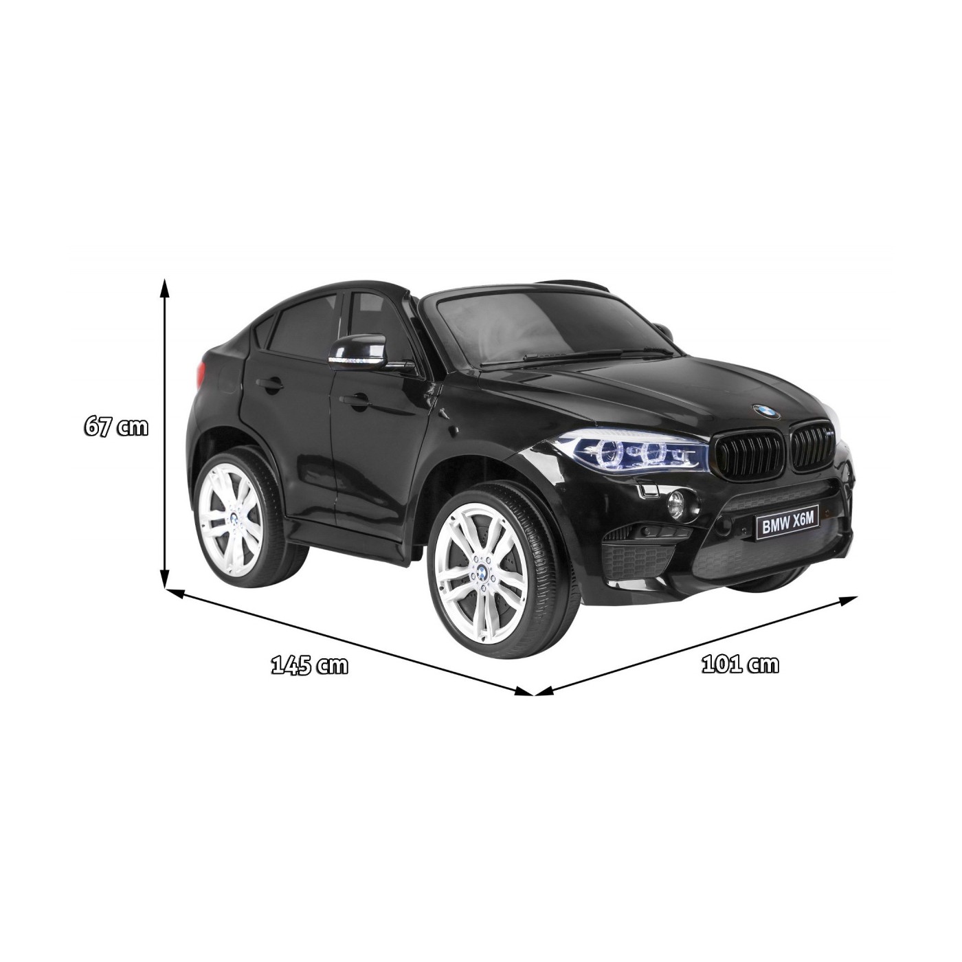 BMW X6M XXL pro 2 děti barva černá dálkové ovládání pásy pomalý start MP3 LED