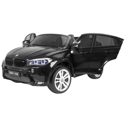 BMW X6M XXL pro 2 děti barva černá dálkové ovládání pásy pomalý start MP3 LED