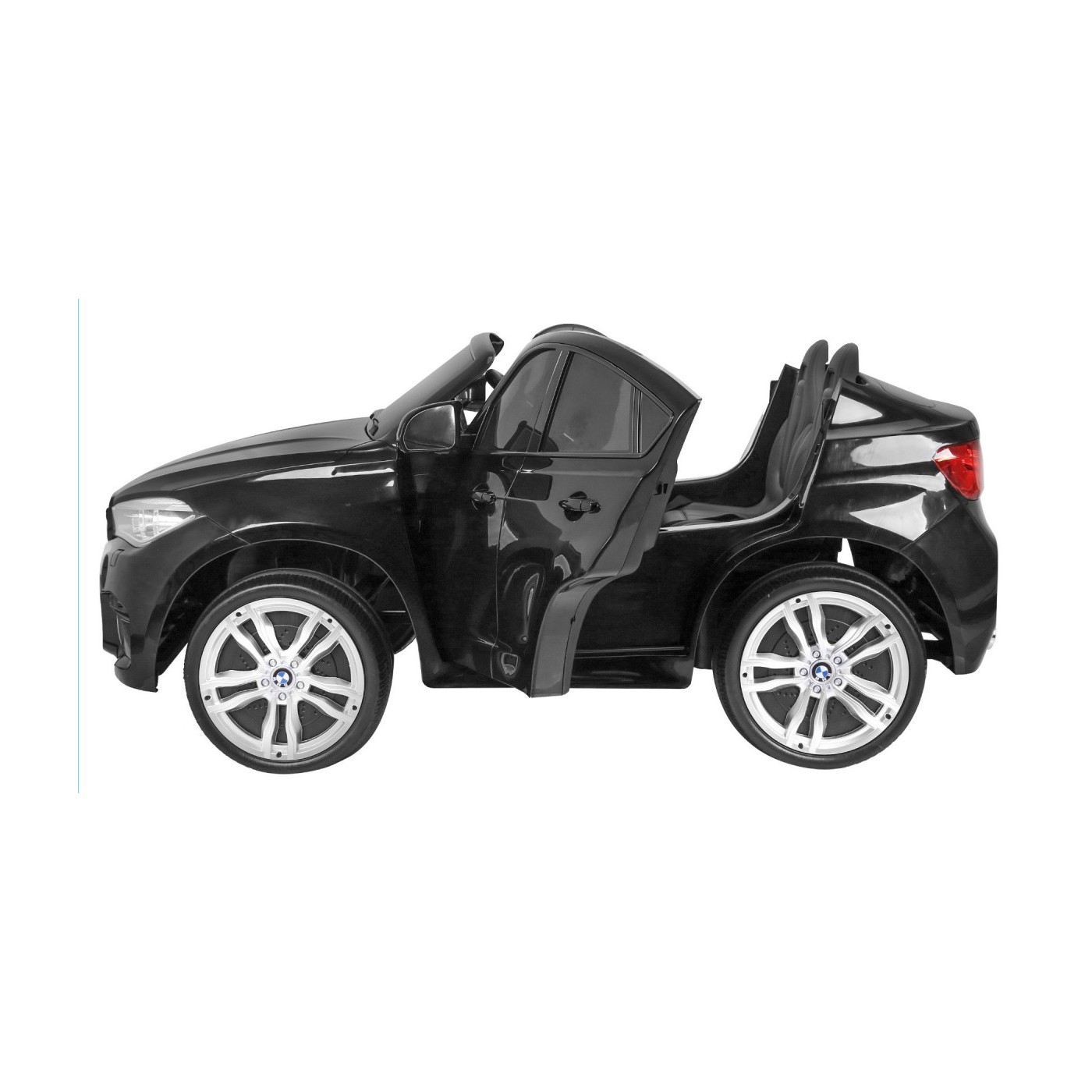 BMW X6M XXL pro 2 děti barva černá dálkové ovládání pásy pomalý start MP3 LED