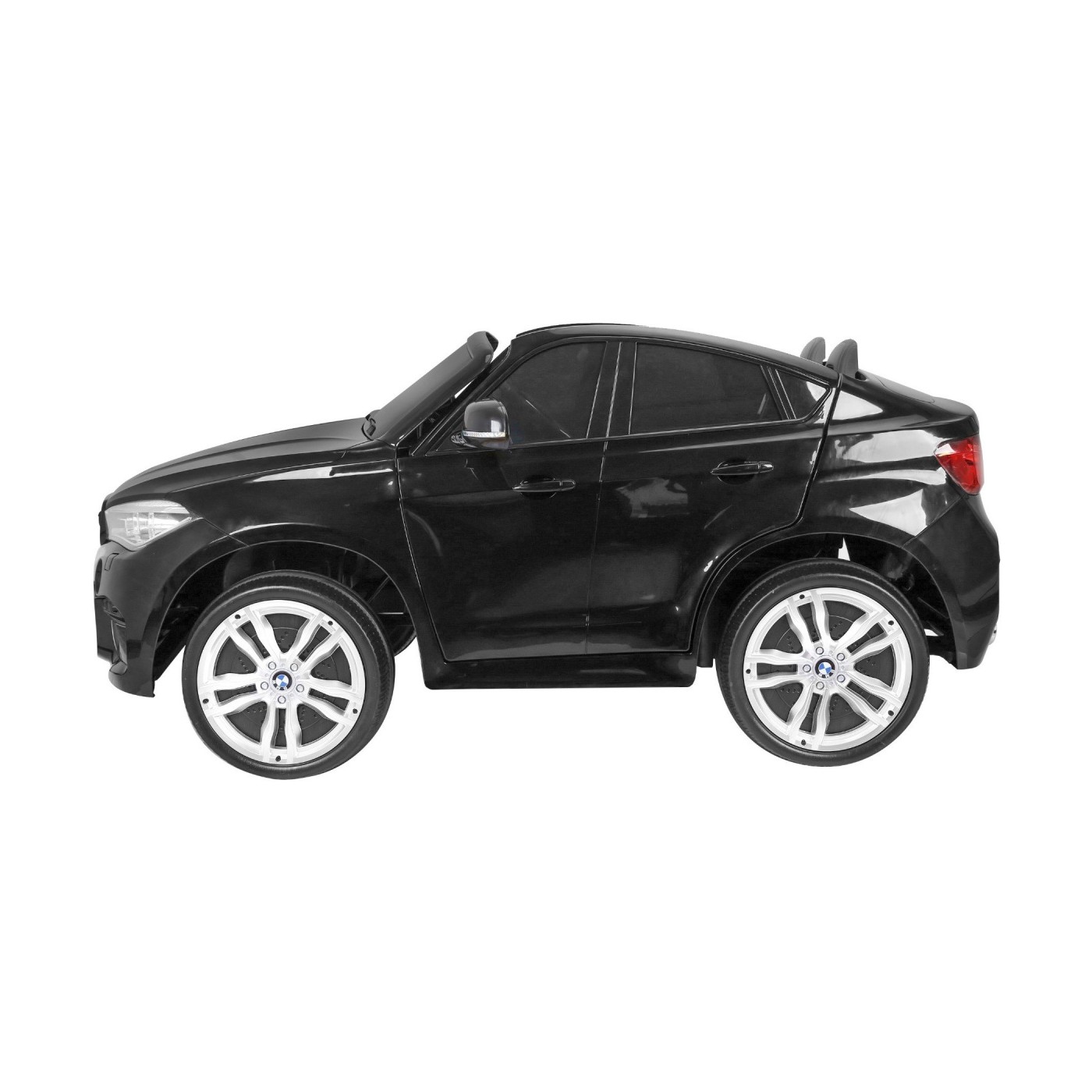 BMW X6M XXL pro 2 děti barva černá dálkové ovládání pásy pomalý start MP3 LED