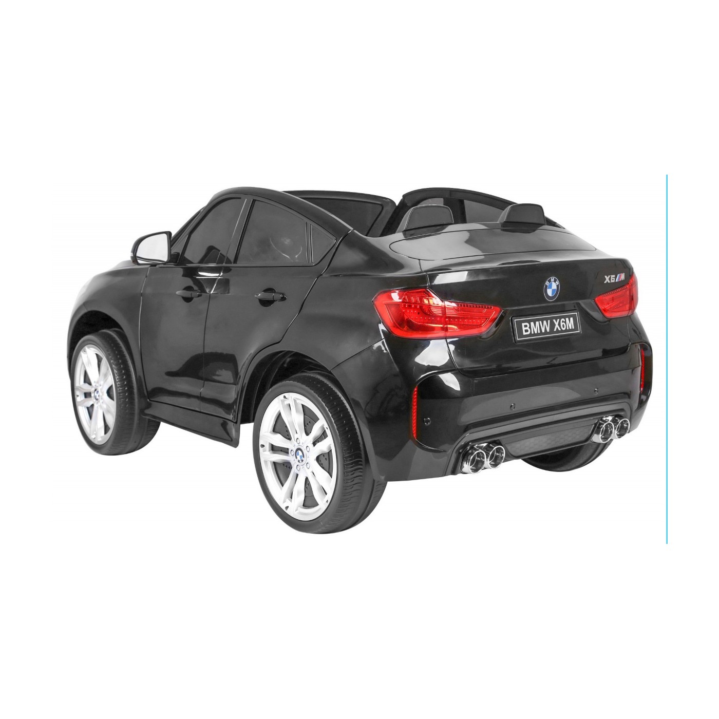 BMW X6M XXL pro 2 děti barva černá dálkové ovládání pásy pomalý start MP3 LED